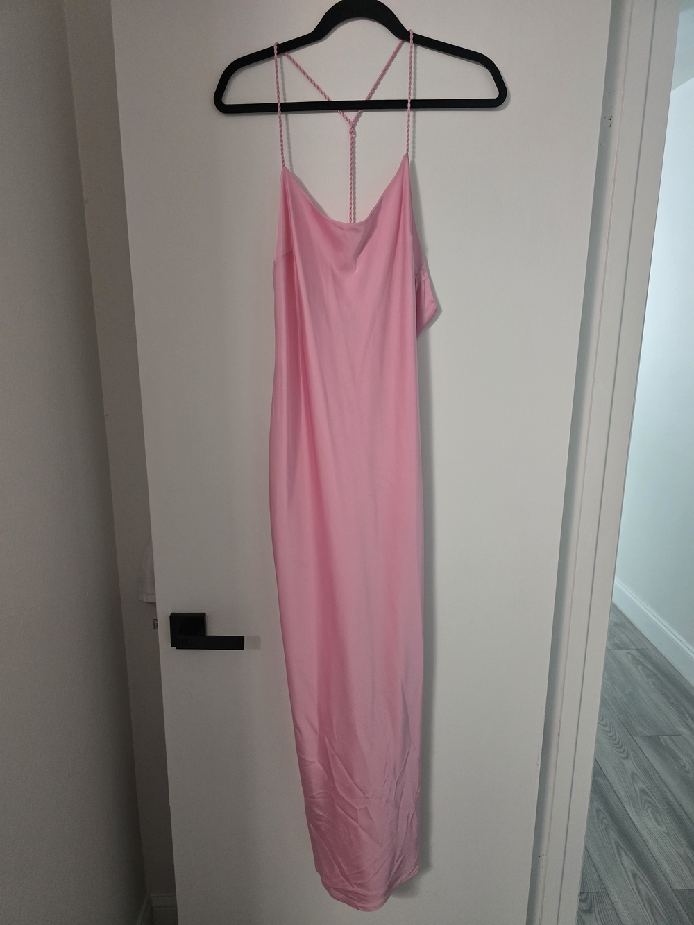 Forever 21 Pink Slip Maxi Dress with Braided Back Straps